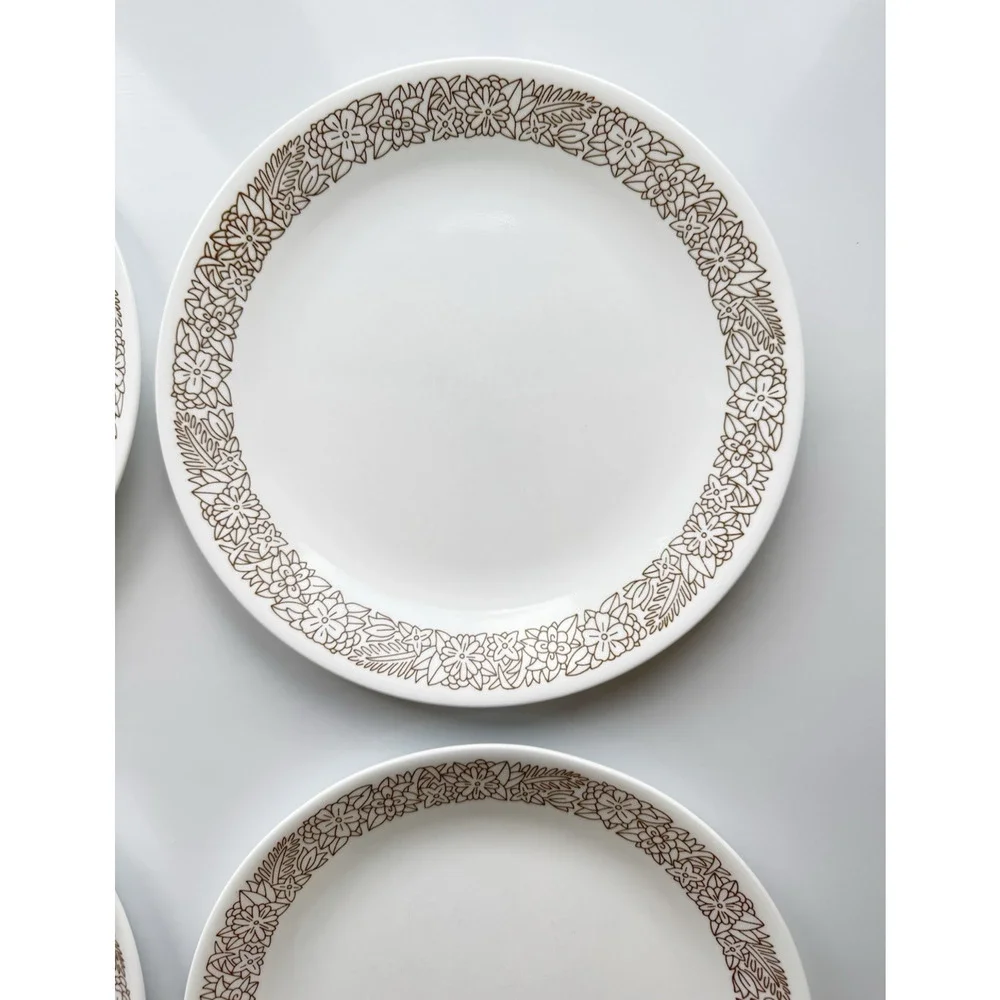 Set of 4 Corelle WOODLAND BROWN Pattern Dinner Plates 10